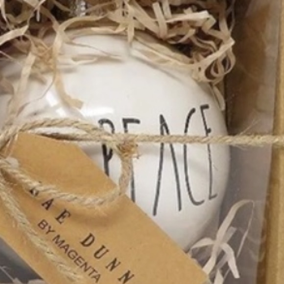 Rae Dunn Noel and Peace Ornaments, Cream - Picture 3 of 4